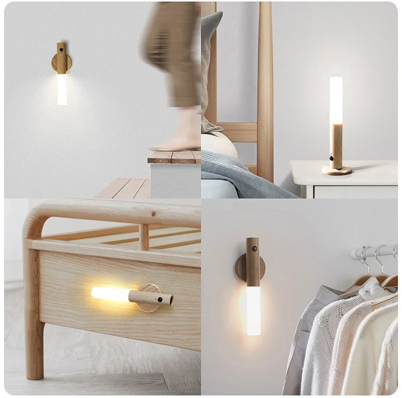 Lámpara de Pared LED Recargable, Portátil con Sensor de Movimiento, Luz Nocturna Cálida LED